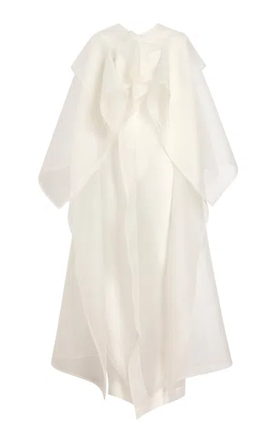 Khaite Santiana Ruffled Silk Organza Midi Dress In Off-white