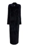 Khaite Saphra Shearling Coat In Navy