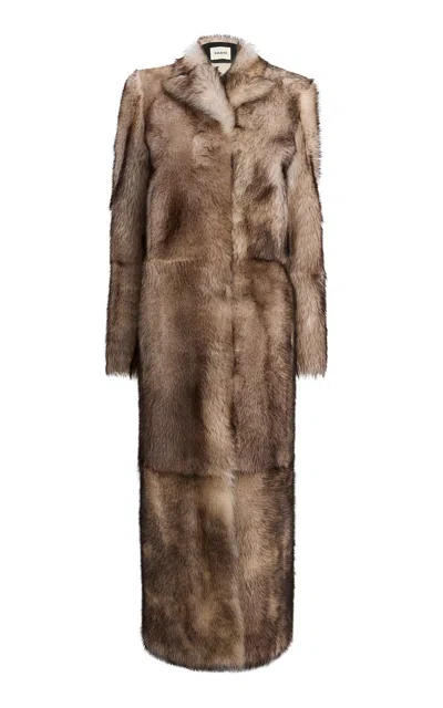 Khaite Saphra Toscana Shearling Coat In Neutral