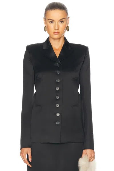 Khaite Saraphina Grain De Poudre Jacket In Black