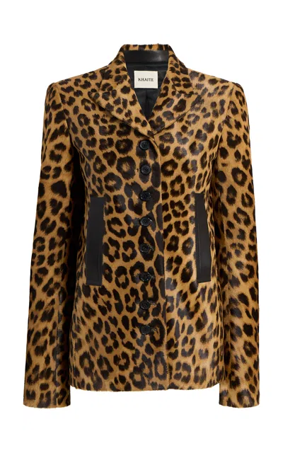 Khaite Saraphina Leopard-print Calf Hair Jacket In Animal