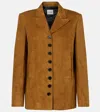 Khaite Saraphina Suede Jacket In Brown