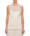 Khaite Sasmo Sleeveless Crepe And Mesh Top In Neutrals