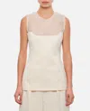 Khaite Sasmo Sleeveless Crepe And Mesh Top In White