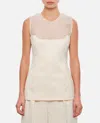 Khaite Sasmo Sleeveless Crepe And Mesh Top In White
