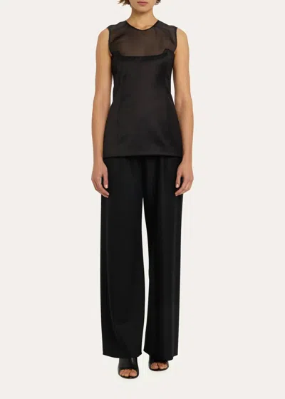 Khaite Dissa Midikleid Aus Einer Seidenorganza-baumwollmischung In Schwarz