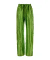 Khaite Palazzo Trousers In Viscose With Drawstring In Green