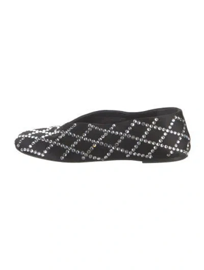 Pre-owned Khaite Satin Crystal Embellishments Ballet Flats In Black