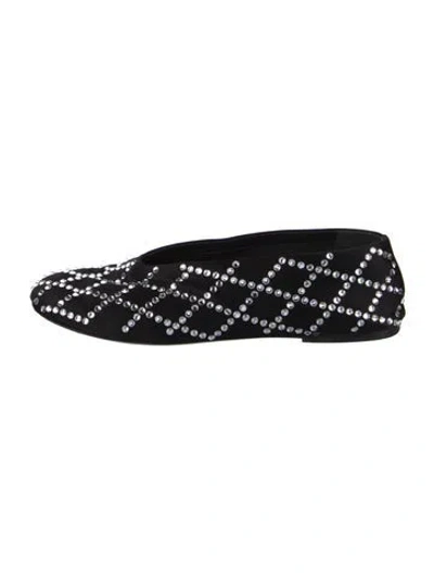 Pre-owned Khaite Satin Crystal Embellishments Ballet Flats In Black