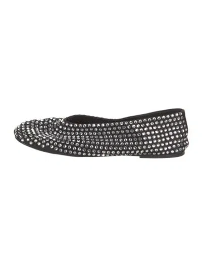 Pre-owned Khaite Satin Crystal Embellishments Flats In Black