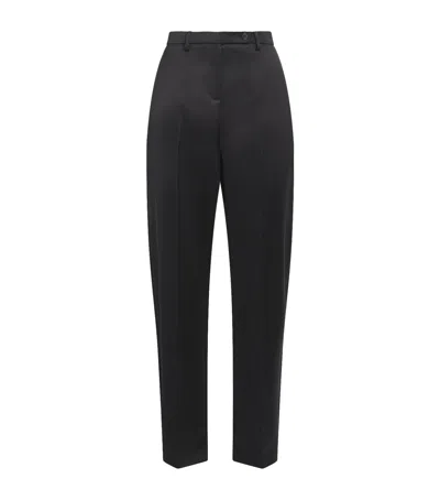 Khaite Satin Hunter Straight Trousers In Black