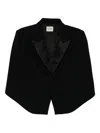Khaite Satin-lapel Cropped Jacket In Black