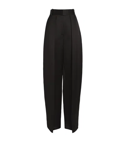 Khaite Satin Maris Tailored Trousers In Black