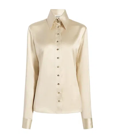 Khaite Satin Point Collar Shirt In Neutral