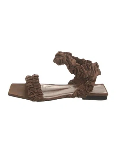 Pre-owned Khaite Satin Ruffle Embellishment Sandals In Brown
