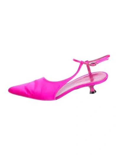 Pre-owned Khaite Satin Slingback Flats In Purple