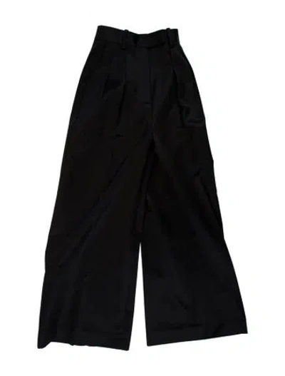 Pre-owned Khaite Satin Wide Leg Pants In Black
