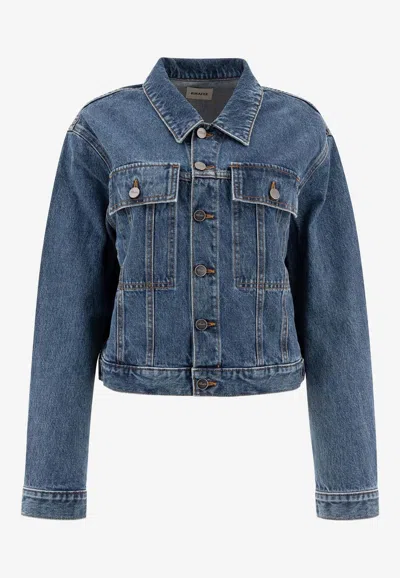 Khaite Saunder Cropped Denim Jacket In Blue