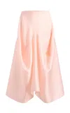 Khaite Sawyer Asymmetric Draped Silk-taffeta Midi Skirt In Pink