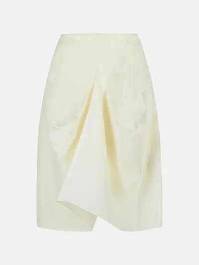 Khaite 'sawyer' White Silk Skirt In Cream