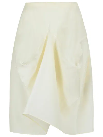 Khaite Sawyer White Silk Skirt In Cream