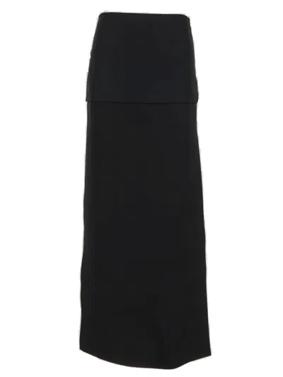 Khaite Saxon Crepe Satin Maxi Skirt In Black