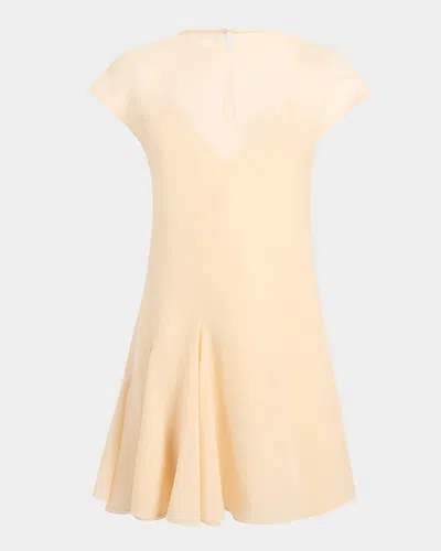 Khaite Scarla Silk Cap-sleeve Mini Dress In Champagne