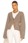 Khaite Relaxed Fit Textured Knit Sweater With Deep V-neckline In Barley