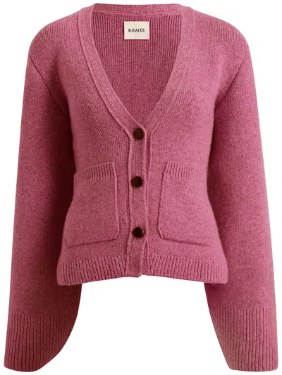 Khaite Scarlet V-neck Cashmere Cardigan In Pink