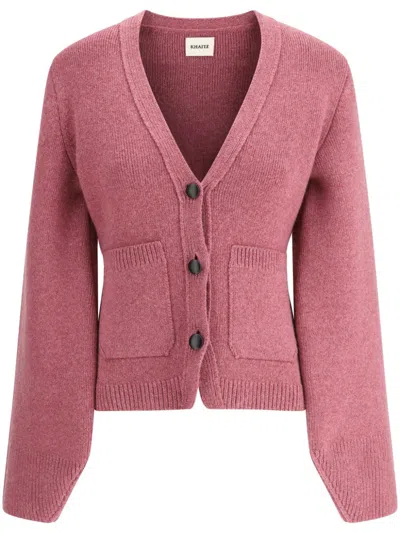Khaite Scarlet V-neck Cashmere Cardigan In Pink