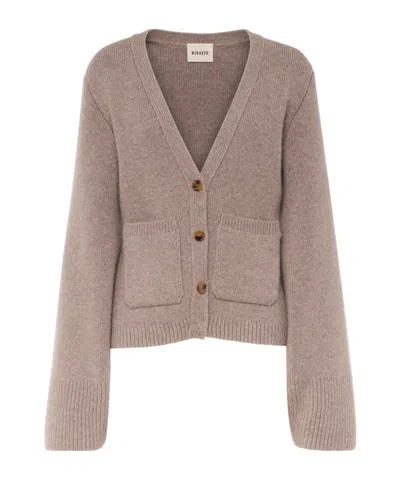 Khaite Relaxed Fit Textured Knit Sweater With Deep V-neckline In Neutral