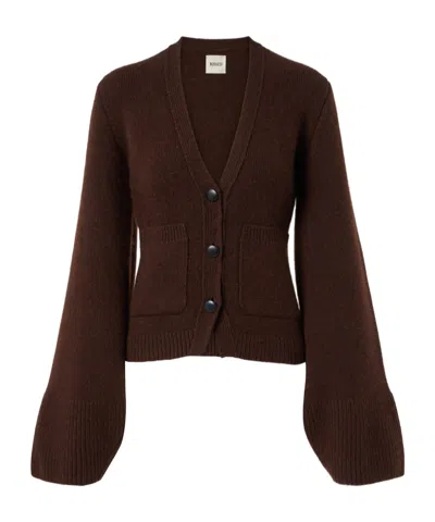 Khaite Scarlet Cashmere Cardigan In Brown