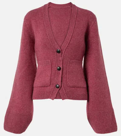 Khaite Scarlet V-neck Cashmere Cardigan In Pink