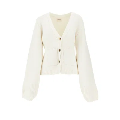 Khaite 'scarlet' Cashmere Cardigan In White