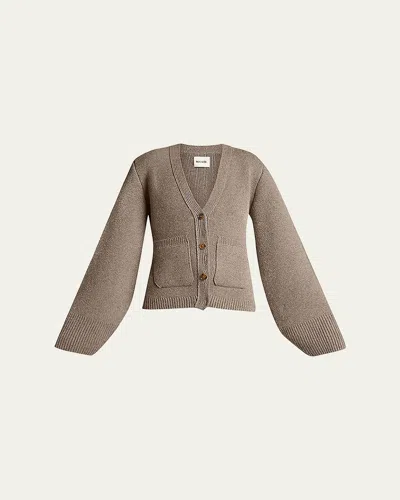 KHAITE SCARLET CASHMERE CROPPED CARDIGAN