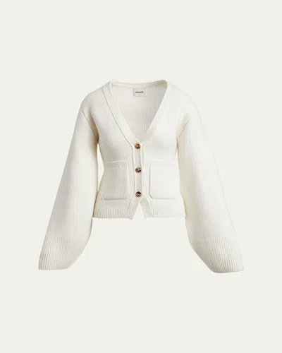 KHAITE SCARLET CASHMERE CROPPED CARDIGAN