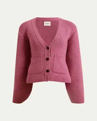 Khaite Scarlet V-neck Cashmere Cardigan In Amaranth