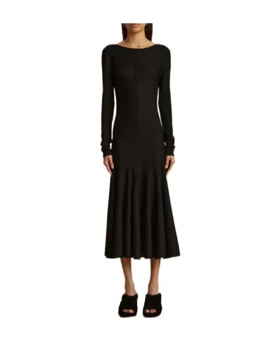 Khaite Scoop-back Virgin-wool Midi Dress In Black