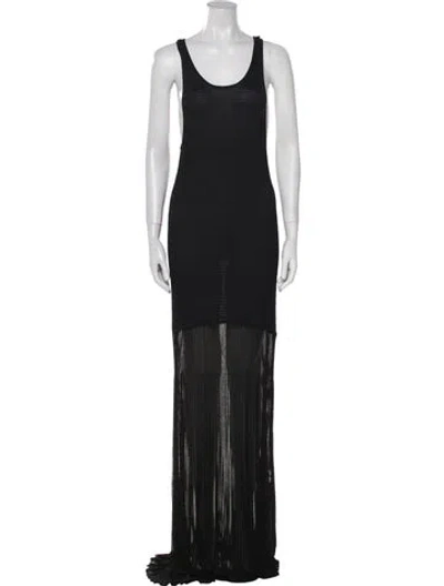 Pre-owned Khaite Scoop Neck Long Dress In Black