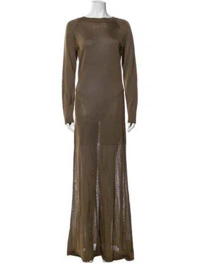 Pre-owned Khaite Scoop Neck Long Dress In Brown