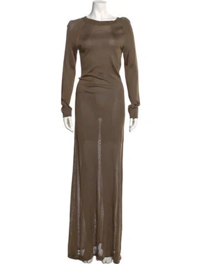 Pre-owned Khaite Scoop Neck Long Dress In Brown