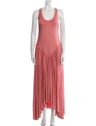 Pre-owned Khaite Scoop Neck Long Dress In Pink
