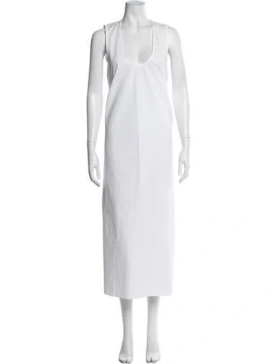 Pre-owned Khaite Scoop Neck Long Dress In White