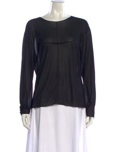 Pre-owned Khaite Scoop Neck Long Sleeve Blouse In Black