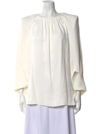 Pre-owned Khaite Scoop Neck Long Sleeve Blouse In White