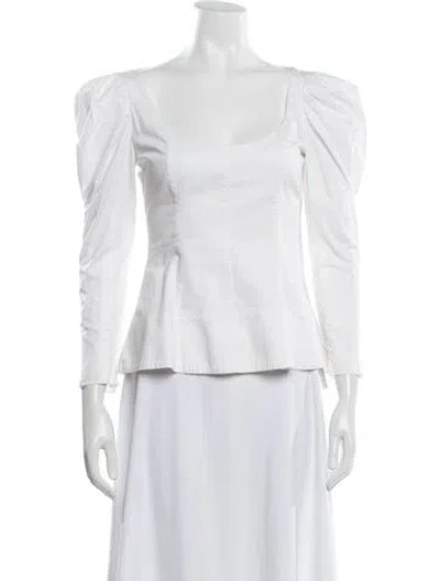 Pre-owned Khaite Scoop Neck Long Sleeve Blouse In White