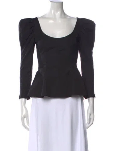 Pre-owned Khaite Scoop Neck Long Sleeve Top In Black