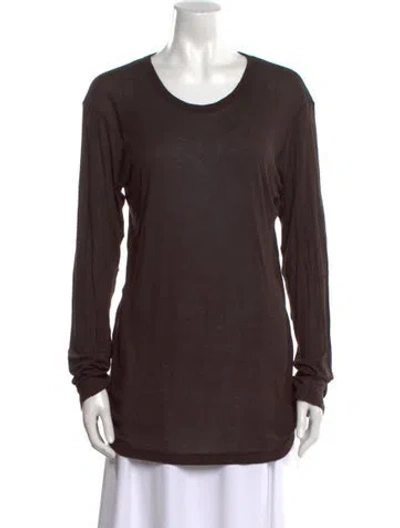 Pre-owned Khaite Scoop Neck Long Sleeve T-shirt In Brown