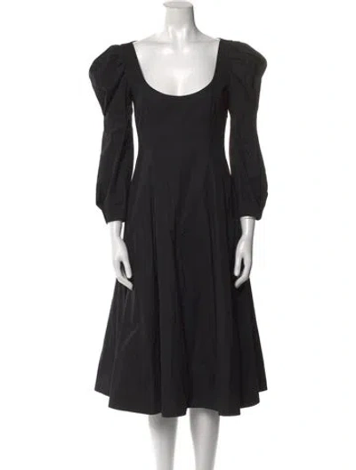 Pre-owned Khaite Scoop Neck Midi Length Dress In Black