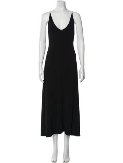 Pre-owned Khaite Scoop Neck Midi Length Dress In Black